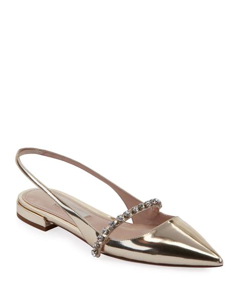 miu miu flats metallic pointy straps|Mehr.